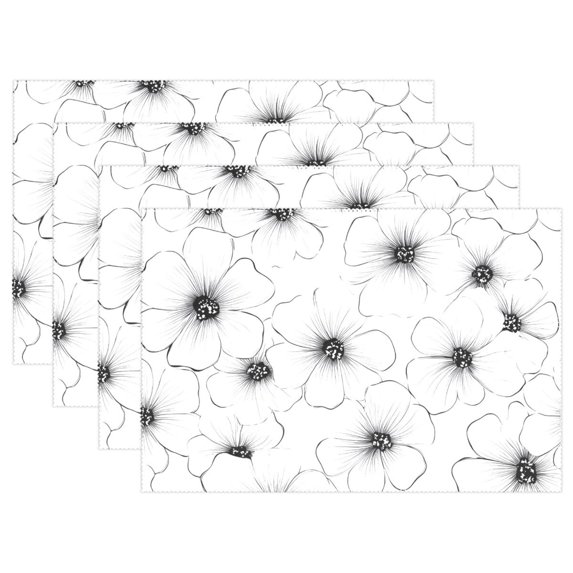 Ryvnso Placemats Set of 4 Art Blooming Flower Dining Mats Heat-Resistant Non-Slip Washable Table Mat