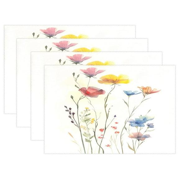Ryvnso Placemats Set of 4 Art Flowers Dining Mats Heat-Resistant Non-Slip Washable Table Mat