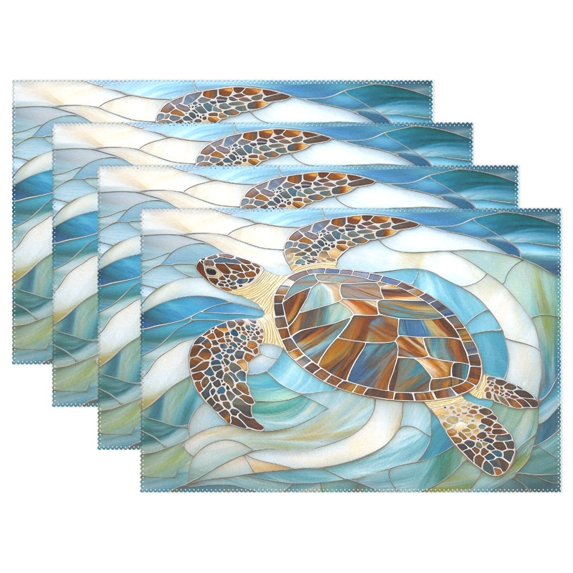 Ryvnso Placemats Set of 4 Art Sea Turtle Dining Mats Heat-Resistant Non-Slip Washable Table Mat