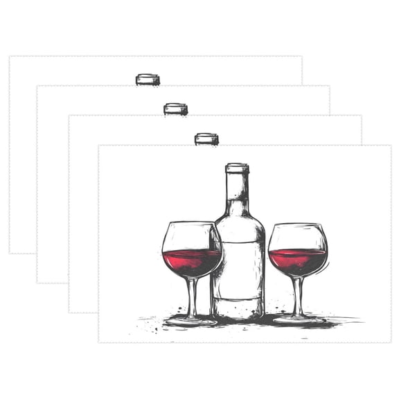 Ryvnso Placemats Set of 4 Artistic Wines Dining Mats Heat-Resistant Non-Slip Washable Table Mat