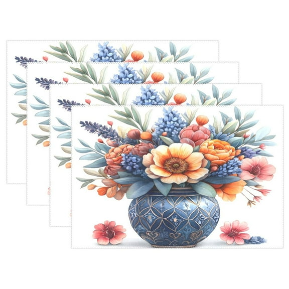 Ryvnso Placemats Set of 4 Beautiful Flower Dining Mats Heat-Resistant Non-Slip Washable Table Mat