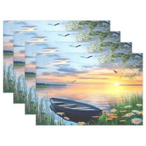 Ryvnso Placemats Set of 4 Beautiful Lake Wildflowers Dining Mats Heat-Resistant Non-Slip Washable Table Mat