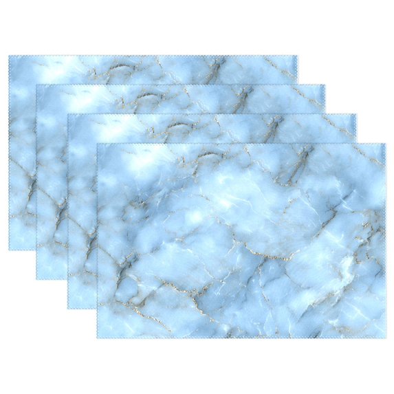 Ryvnso Placemats Set of 4 Blue Marble Dining Mats Heat-Resistant Non-Slip Washable Table Mat