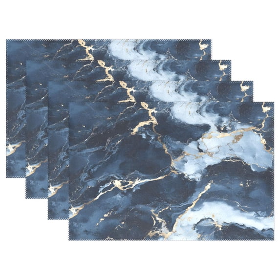 Ryvnso Placemats Set of 4 Blue Marble Dining Mats Heat-Resistant Non-Slip Washable Table Mat