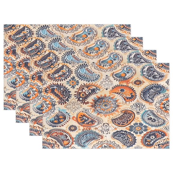 Ryvnso Placemats Set of 4 Boho Ethnic Bohemian Indian Mandala Dining Mats Heat-Resistant Non-Slip Washable Table Mat