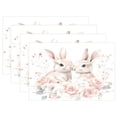 thumbnail image 1 of Ryvnso Placemats Set of 4 Bunny Roses Flower Dining Mats Heat-Resistant Non-Slip Washable Table Mat, 1 of 8