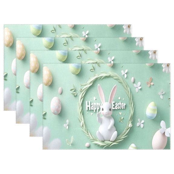 Ryvnso Placemats Set of 4 Bunny on Easter Dining Mats Heat-Resistant Non-Slip Washable Table Mat