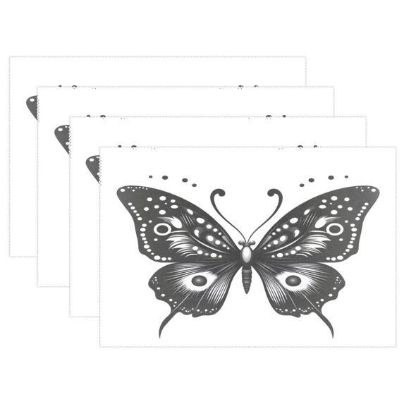 Ryvnso Placemats Set of 4 Butterfly Dining Mats Heat-Resistant Non-Slip Washable Table Mat
