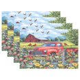 thumbnail image 1 of Ryvnso Placemats Set of 4 Cardinal Bird Truck Farm Dining Mats Heat-Resistant Non-Slip Washable Table Mat, 1 of 8