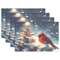 thumbnail image 1 of Ryvnso Placemats Set of 4 Cardinal on Christmas Tree Dining Mats Heat-Resistant Non-Slip Washable Table Mat, 1 of 8