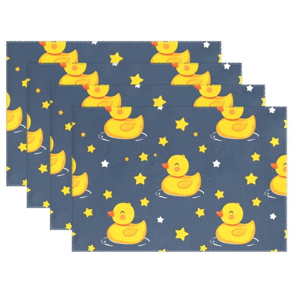 Ryvnso Placemats Set of 4 Cartoon Duck Stars Dining Mats Heat-Resistant Non-Slip Washable Table Mat