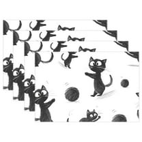Ryvnso Placemats Set of 4 Cat Balls Dining Mats Heat-Resistant Non-Slip Washable Table Mat