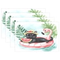 thumbnail image 1 of Ryvnso Placemats Set of 4 Cat on Flamingo Boats Dining Mats Heat-Resistant Non-Slip Washable Table Mat, 1 of 8