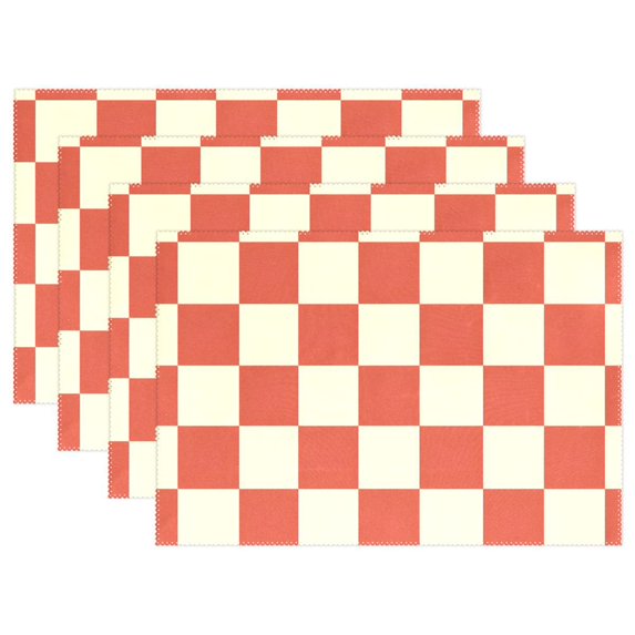 Ryvnso Placemats Set of 4 Checkered Grid-t6 Dining Mats Heat-Resistant Non-Slip Washable Table Mat