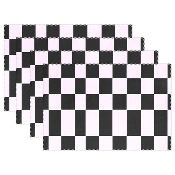Ryvnso Placemats Set of 4 Checkered Print Dining Mats Heat-Resistant Non-Slip Washable Table Mat