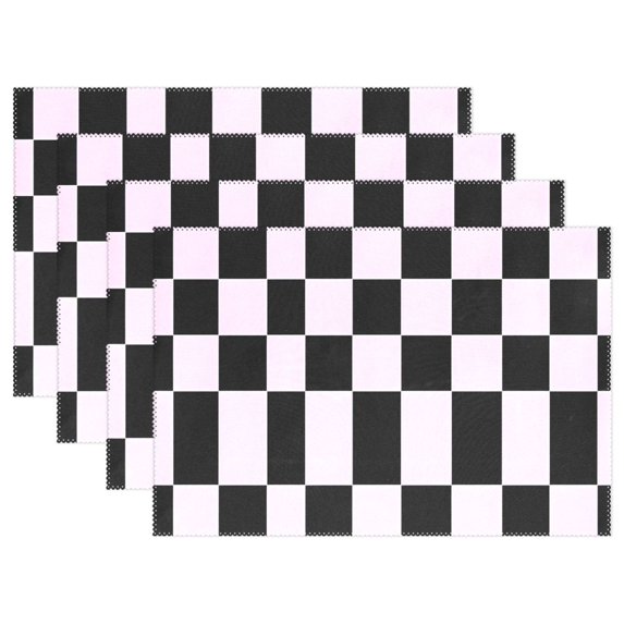 Ryvnso Placemats Set of 4 Checkered Print Dining Mats Heat-Resistant Non-Slip Washable Table Mat
