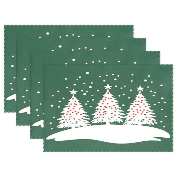 Ryvnso Placemats Set of 4 Christmas-1 Tree Dining Mats Heat-Resistant Non-Slip Washable Table Mat