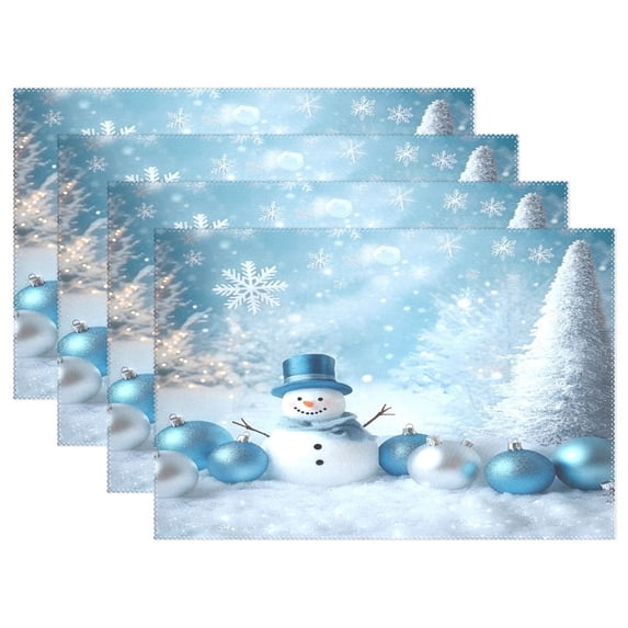 Ryvnso Placemats Set of 4 Christmas Snowman in Winter Dining Mats Heat-Resistant Non-Slip Washable Table Mat