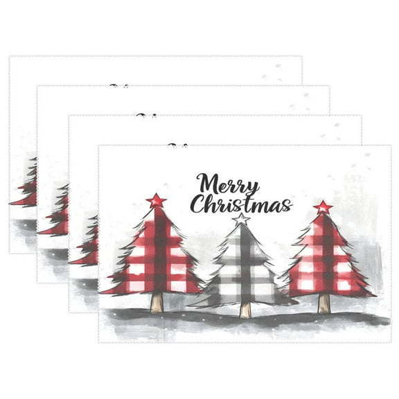 Ryvnso Placemats Set of 4 Christmas Trees Paint Dining Mats Heat-Resistant Non-Slip Washable Table Mat