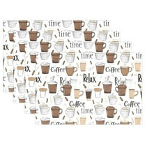 Ryvnso Placemats Set of 4 Coffee Cups Pattern Dining Mats Heat-Resistant Non-Slip Washable Table Mat