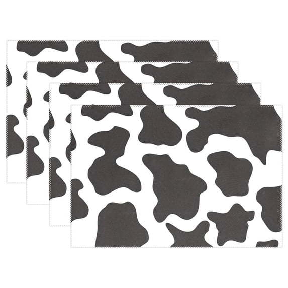 Ryvnso Placemats Set of 4 Cow Print Dining Mats Heat-Resistant Non-Slip Washable Table Mat