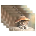 thumbnail image 1 of Ryvnso Placemats Set of 4 Cute Cat with Mushroom Hat Dining Mats Heat-Resistant Non-Slip Washable Table Mat, 1 of 8