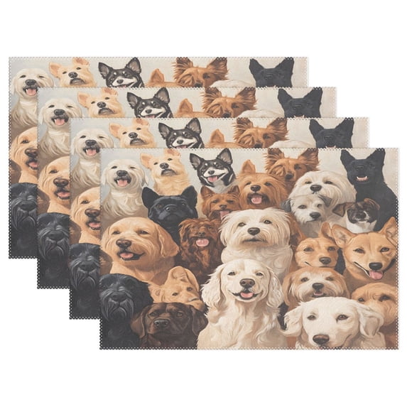 Ryvnso Placemats Set of 4 Cute Dog Doodle Dining Mats Heat-Resistant Non-Slip Washable Table Mat