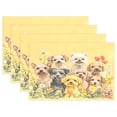 thumbnail image 1 of Ryvnso Placemats Set of 4 Cute Dogs Floral Dining Mats Heat-Resistant Non-Slip Washable Table Mat, 1 of 8