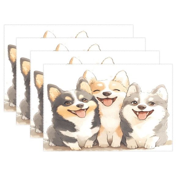 Ryvnso Placemats Set of 4 Cute Funny Dogs Dining Mats Heat-Resistant Non-Slip Washable Table Mat