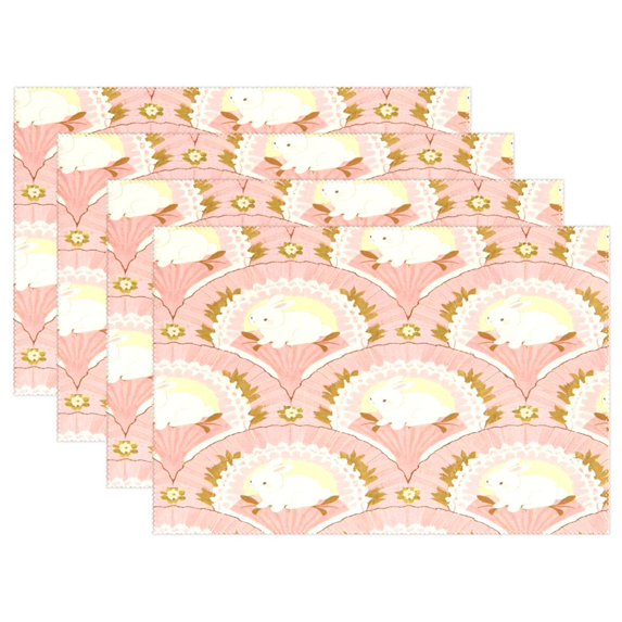 Ryvnso Placemats Set of 4 Cute Rabbits Dining Mats Heat-Resistant Non-Slip Washable Table Mat