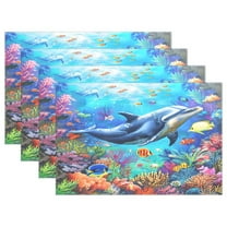 Ryvnso Placemats Set of 4 Dolphin in Sea Dining Mats Heat-Resistant Non-Slip Washable Table Mat