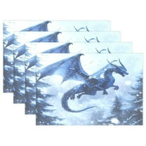 Ryvnso Placemats Set of 4 Dragon Flying in Winter Dining Mats Heat-Resistant Non-Slip Washable Table Mat