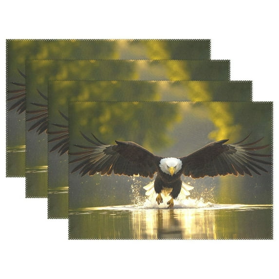 Ryvnso Placemats Set of 4 Eagle Flying Dining Mats Heat-Resistant Non-Slip Washable Table Mat
