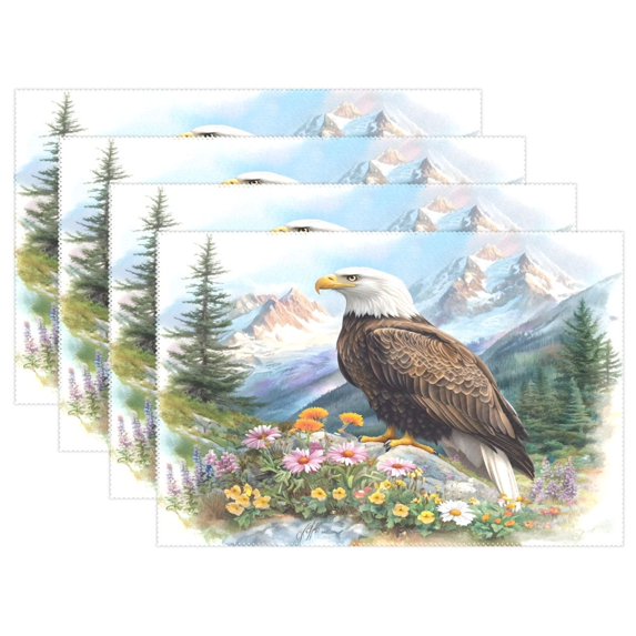 Ryvnso Placemats Set of 4 Eagle Watercolor View Dining Mats Heat-Resistant Non-Slip Washable Table Mat