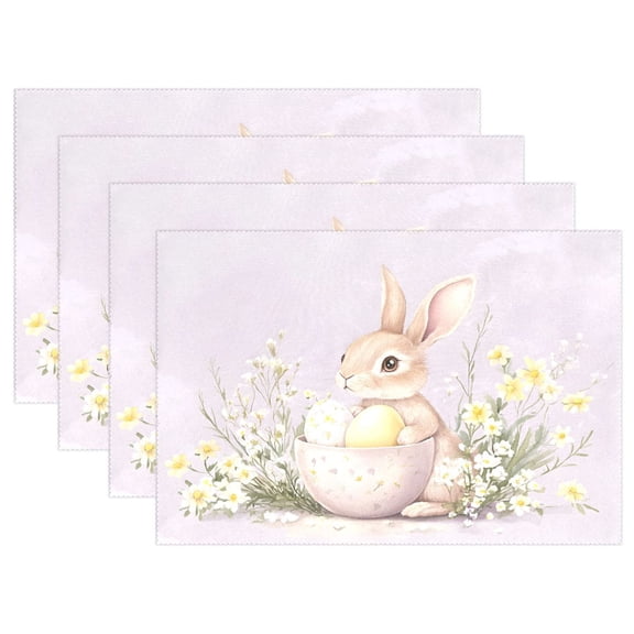 Ryvnso Placemats Set of 4 Easter Bunny Eggs Dining Mats Heat-Resistant Non-Slip Washable Table Mat