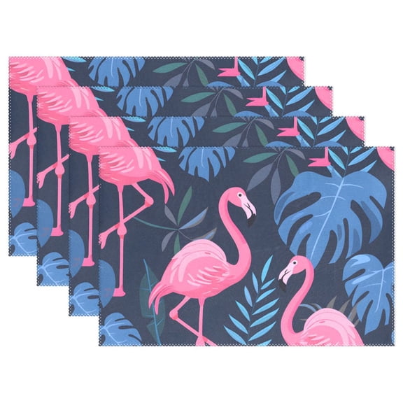 Ryvnso Placemats Set of 4 Flamingo Summer Palm Leaves Dining Mats Heat-Resistant Non-Slip Washable Table Mat