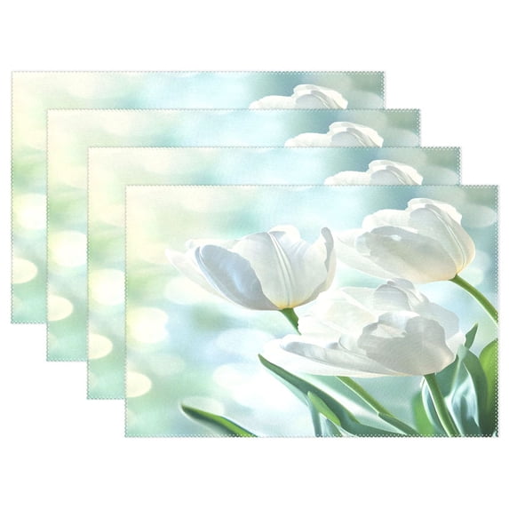 Ryvnso Placemats Set of 4 Flowers Tulips Dining Mats Heat-Resistant Non-Slip Washable Table Mat