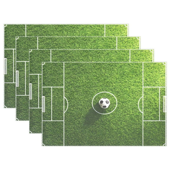 Ryvnso Placemats Set of 4 Football Green Field Dining Mats Heat-Resistant Non-Slip Washable Table Mat
