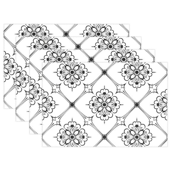 Ryvnso Placemats Set of 4 Geometric Floral Dining Mats Heat-Resistant Non-Slip Washable Table Mat