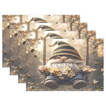 Ryvnso Placemats Set of 4 Gnome in Garden Dining Mats Heat-Resistant Non-Slip Washable Table Mat