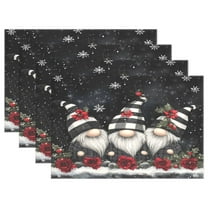 Ryvnso Placemats Set of 4 Gnomes Rose Flower Dining Mats Heat-Resistant Non-Slip Washable Table Mat