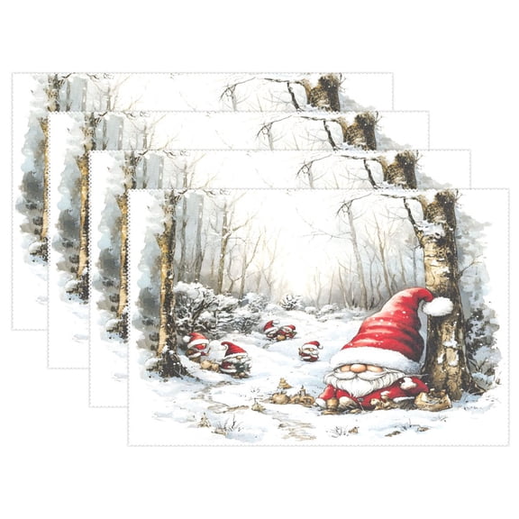 Ryvnso Placemats Set of 4 Gnomes in Forest Dining Mats Heat-Resistant Non-Slip Washable Table Mat