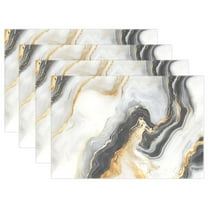 Ryvnso Placemats Set of 4 Golden Marble White Dining Mats Heat-Resistant Non-Slip Washable Table Mat