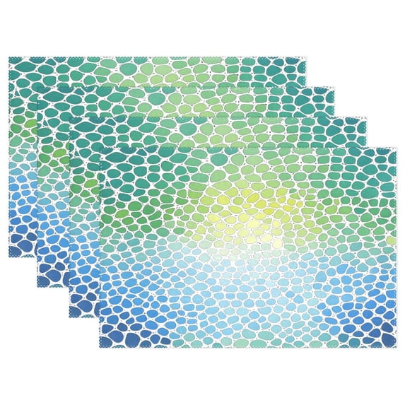 Ryvnso Placemats Set of 4 Gradient Green and Blue Dining Mats Heat-Resistant Non-Slip Washable Table Mat