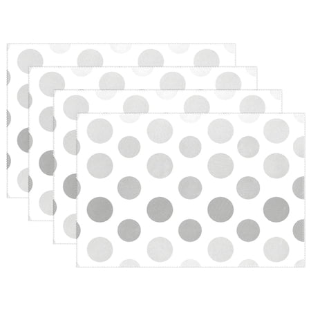 Ryvnso Placemats Set of 4 Gray Polka Dots Dining Mats Heat-Resistant Non-Slip Washable Table Mat
