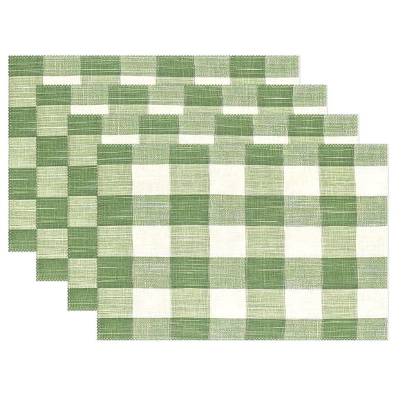 Ryvnso Placemats Set of 4 Green Rustic Checkered Dining Mats Heat-Resistant Non-Slip Washable Table Mat