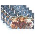 thumbnail image 1 of Ryvnso Placemats Set of 4 Highland Cattle Dining Mats Heat-Resistant Non-Slip Washable Table Mat, 1 of 8