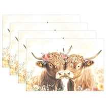 Ryvnso Placemats Set of 4 Highland Cows Dining Mats Heat-Resistant Non-Slip Washable Table Mat