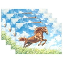 Ryvnso Placemats Set of 4 Horse Running Dining Mats Heat-Resistant Non-Slip Washable Table Mat