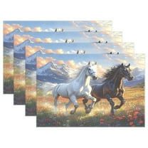 Ryvnso Placemats Set of 4 Horses on Field Dining Mats Heat-Resistant Non-Slip Washable Table Mat